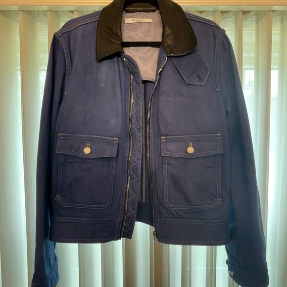 Givenchy SS17 Denim Leather Collared Zip Jacket Large